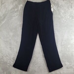 Vintage Silkland Pants Womens‎ 8 Petite Black Velvet Silk Blend Straight Leg NEW